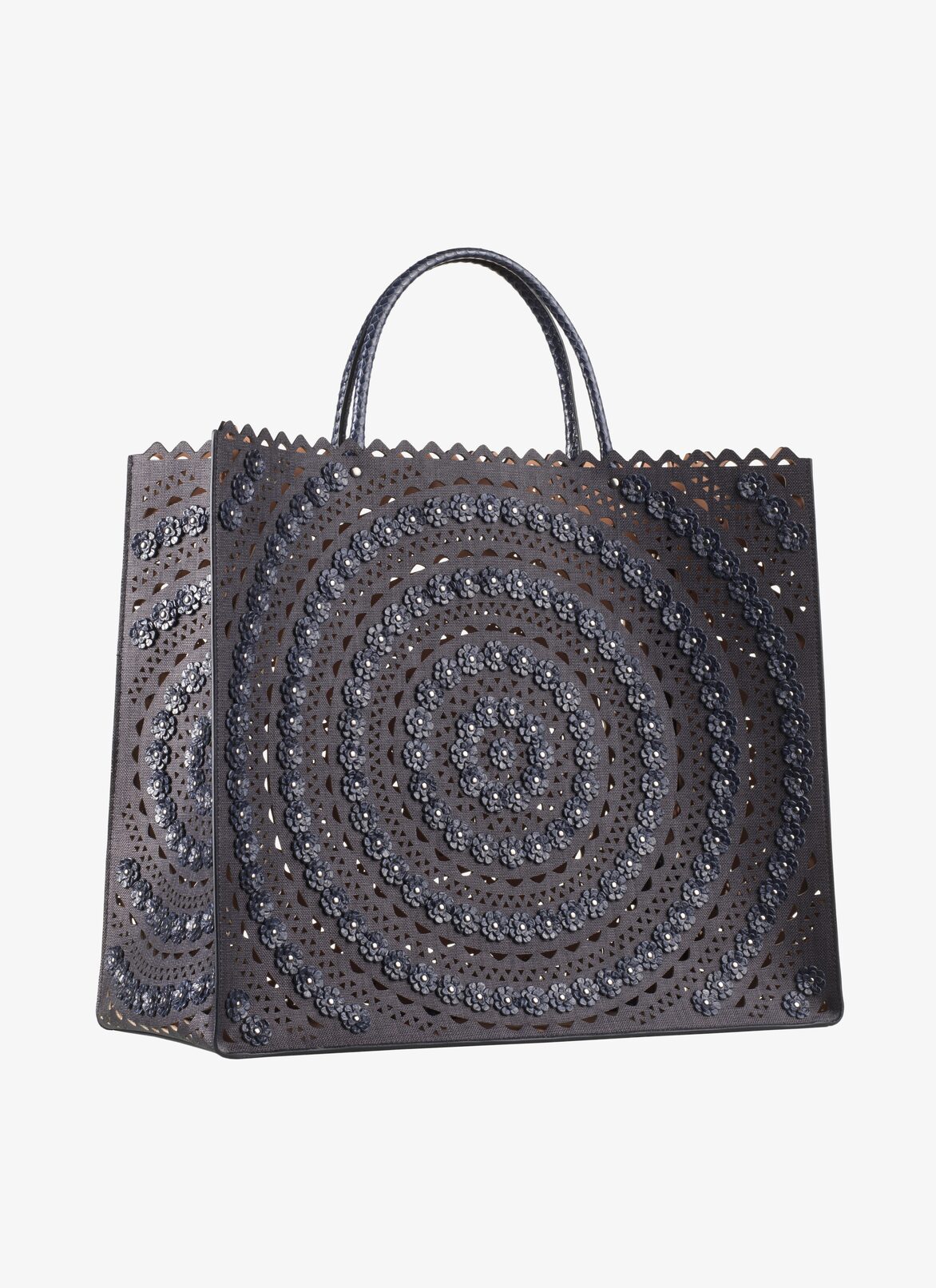 LARGE BAG PAILLE+ELAPHE N.VIENNE FL BLACK/NIGHT ALAÏA BLACK/NIGHT BLUE LARGE BAG PAILLE+ELAPHE N.VIENNE FL BLACK/NIGHT